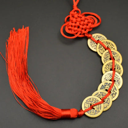 Chinese manual Knot Fengshui Lucky Charms Ancient I CHING Copper Coins Mascot Prosperity Protection Good Fortune Home Car Decor