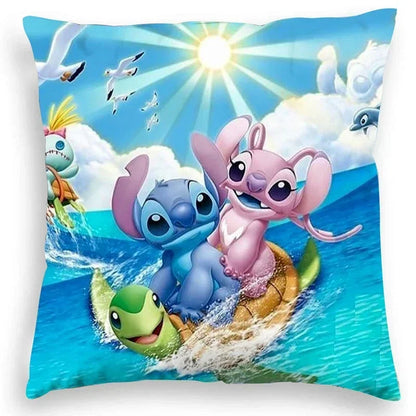 Disney Stitch Cushion Cover Plush Toys Lilo&Stitch Pillowcase Anime Kawaii Pillow Cases Home Decoration Christmas Gift 45x45cm