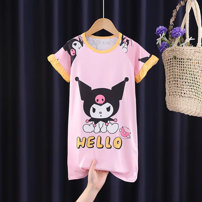 Lovely Sanrio Nightgowns Kawaii Cartoon Cinnamoroll My Melody Kuromi Sleepwear Home Soft Comfortable Girl Pajamas Gift