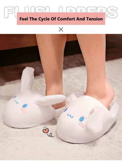 Sanrio Cinnamoroll Movable Ears Cartoon Kawaii Cute Cotton Slippers Melody Kuromi Plush Anime Plushie Shoes Home Indoor Slippers