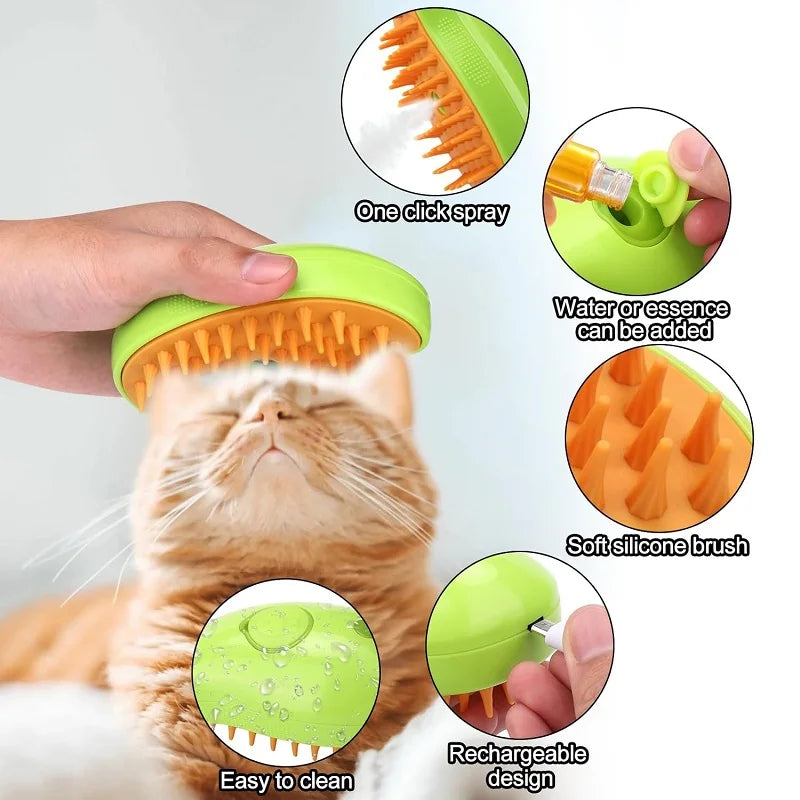 Steamy Pet Grooming 3-in-1 Electric Brush