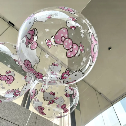 10pcs Kawaii Sanrio Hello Kitty Balloons Cute Cartoon Transparent Balloon Kid Toy Birthday Party Decoration Home Decor Kid Gifts