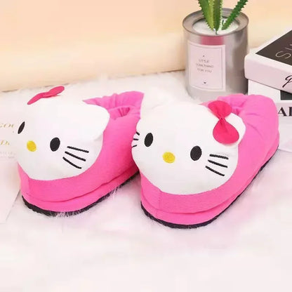 Hellos Kittys Cotton Slippers Winter Foam Lovers Pink Red Soft Fleece Girl At Home Cartoon Keep Warm Student Birthday Gift