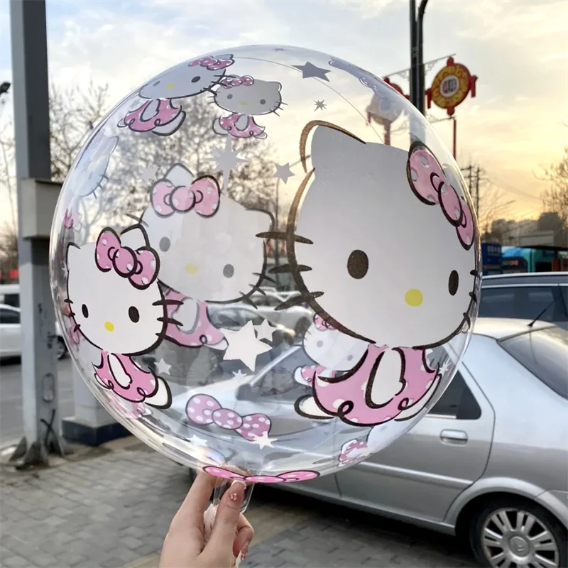 10pcs Kawaii Sanrio Hello Kitty Balloons Cute Cartoon Transparent Balloon Kid Toy Birthday Party Decoration Home Decor Kid Gifts