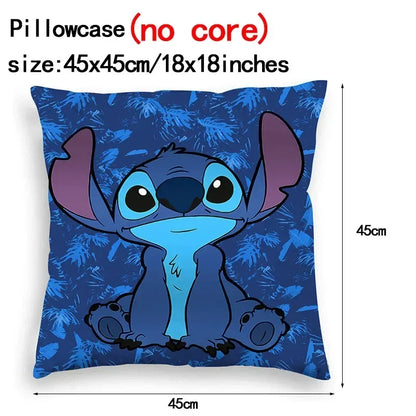 Disney Stitch Cushion Cover Plush Toys Lilo&Stitch Pillowcase Anime Kawaii Pillow Cases Home Decoration Christmas Gift 45x45cm