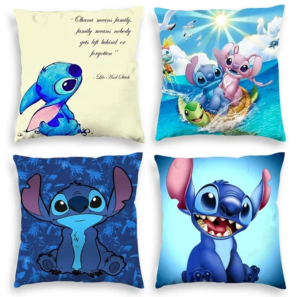 Disney Stitch Cushion Cover Plush Toys Lilo&Stitch Pillowcase Anime Kawaii Pillow Cases Home Decoration Christmas Gift 45x45cm