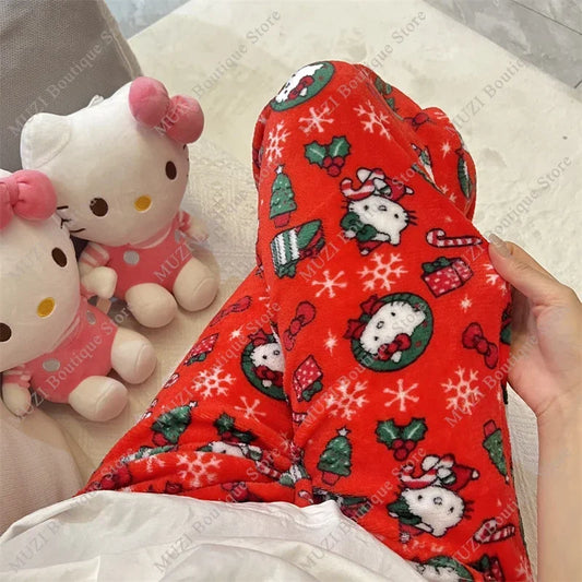 Sanrio Hello Kitty Pajama Pants Cartoon Soft Fabric Warm Cute Girls Trousers Fashion Women Home Pants Christmas Gifts