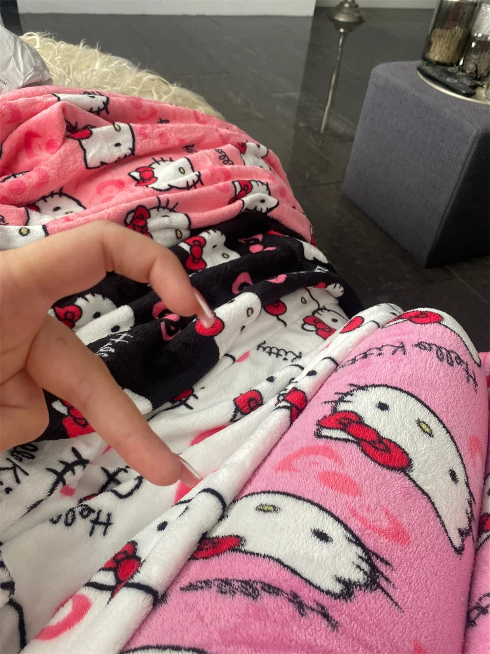 Cute Hello Kitty Pajama Pants Christmas Sanrio Anime Y2k Cartoon Flannel Soft Kawaii Women Casual Home Trousers Festival Gifts