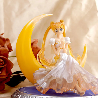 New 13 styles Anime Sailor Moon Tsukino Action Figure Wings Doll Micro Landscape Cake home Decoration PVC Model Toy kid gift