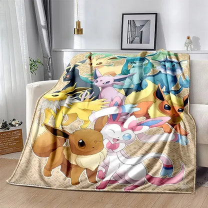 Pokemon Cartoon Anime Flannel Blanket Pikachu Figures Home Sofa Lunch Break Blankets Children Student Blankets Nap Cover Kids