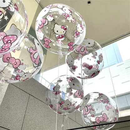 10pcs Kawaii Sanrio Hello Kitty Balloons Cute Cartoon Transparent Balloon Kid Toy Birthday Party Decoration Home Decor Kid Gifts