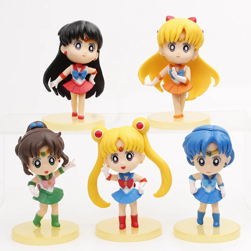 New 13 styles Anime Sailor Moon Tsukino Action Figure Wings Doll Micro Landscape Cake home Decoration PVC Model Toy kid gift