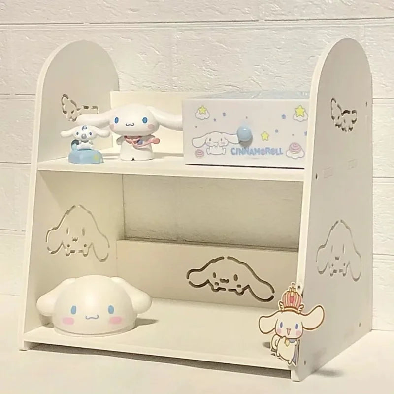 Sanrio Kawaii Cinnamoroll Rack Hello Kitty Student Cartoon Multi Functional Desktop Dormitory Home Book Finishing Storage Rack