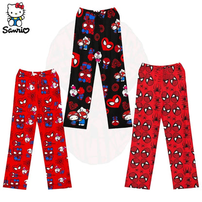 Kawaii Sanrio Hello Kitty Pajamas Long Pants Spider-man Sanrio Hello Kitty Cotton Casual Trousers Home Leisure Pants Sleep Pant